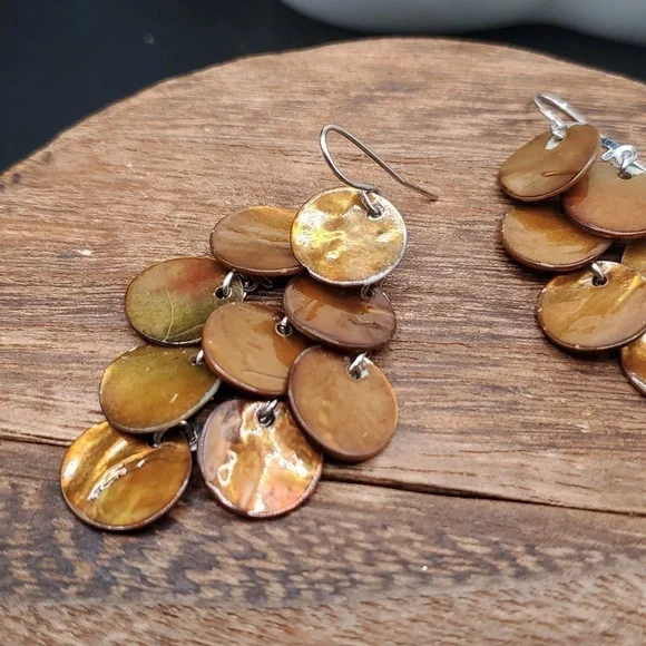 E661 mother of pearl abalone‎ shell dangle earrings